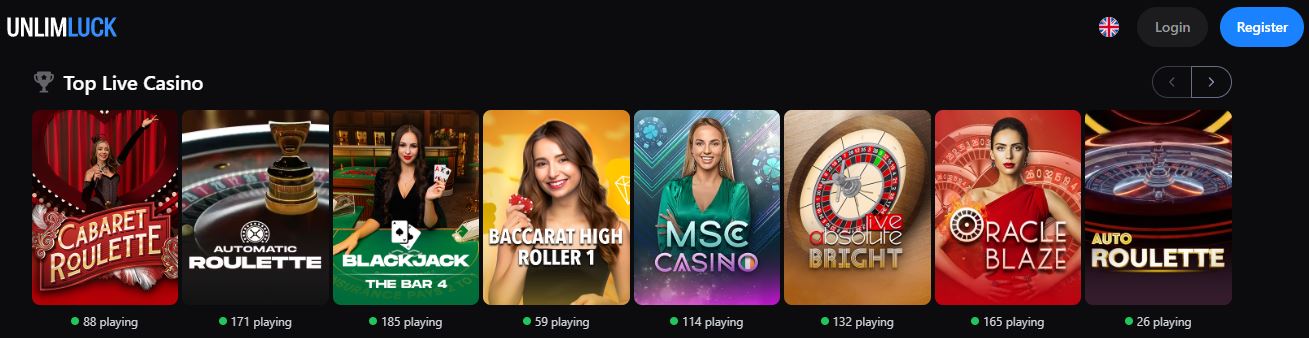Play live roulette and blackjack with dealers 