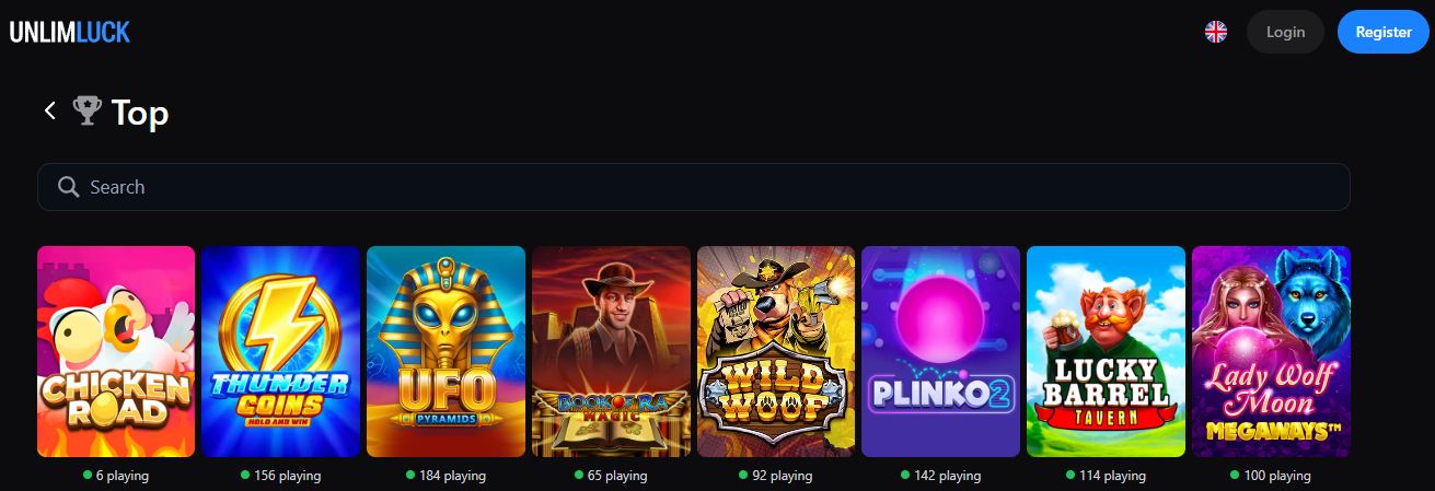 Search for popular slot games at casino